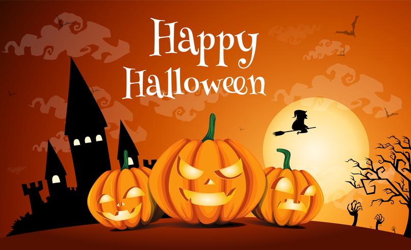 vector-happy-halloween-with-dark-castle